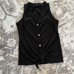 Black Sleeveless Button-Down Top
